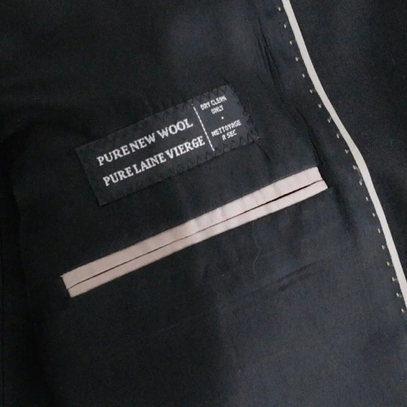 S.Cohen 100%  Wool Double Button Black Matching Suit Size 46R - Picture 11 of 16